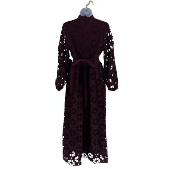 Tuckernuck NEW Merlot Lace Calliope Long Sleeve Chic Maxi Dress Size XL - Picture 8 of 12